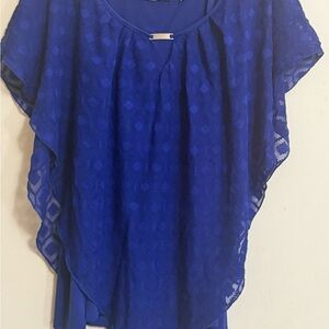 NOTATIONS Blue Chiffon Geometric Blouse Women's Top